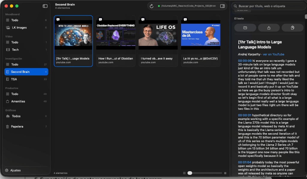 Archivador macOS con citas y notas indexadas