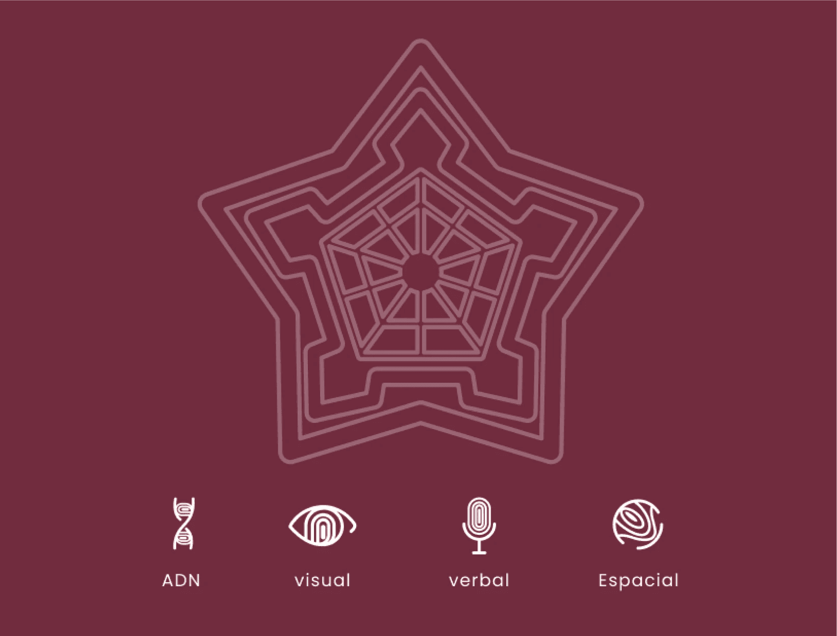 Dífferos's four pillars of identity: DNA, visual, verbal and spatial, with their icons and a star-fingerprint graphic
