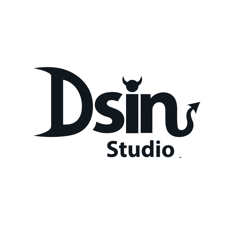DSIN logo as a black negative on a light background