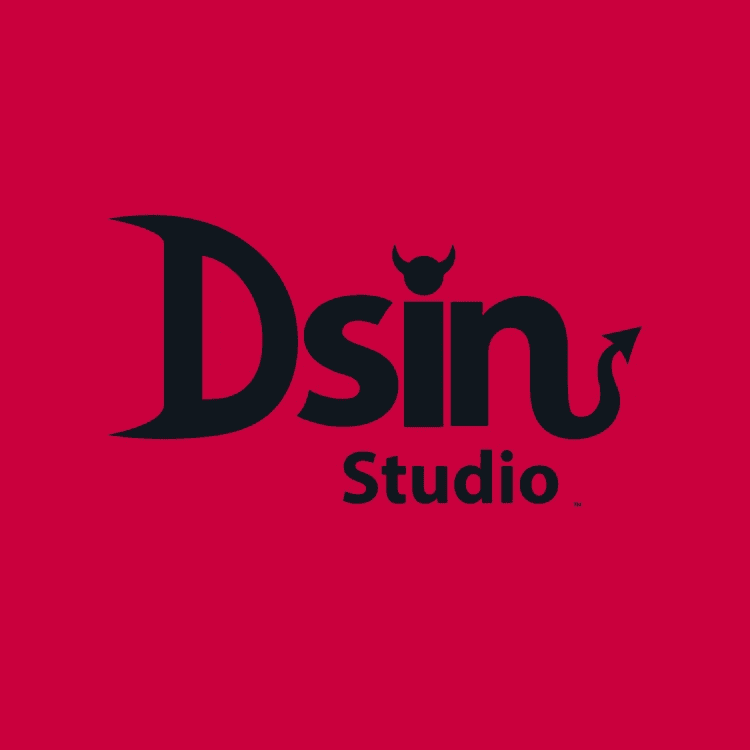 DSIN logo in black on the brand's red